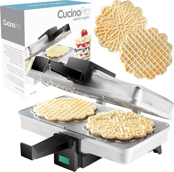 CucinaPro Pizzelle Maker- Polished Electric Baker Makes Two 5-Inch Cookies — product view