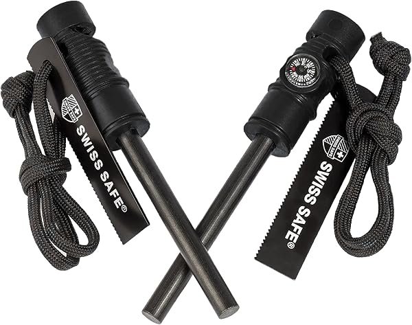 Swiss Safe 5-in-1 Fire Starter with Compass, Paracord, and Whistle — product view