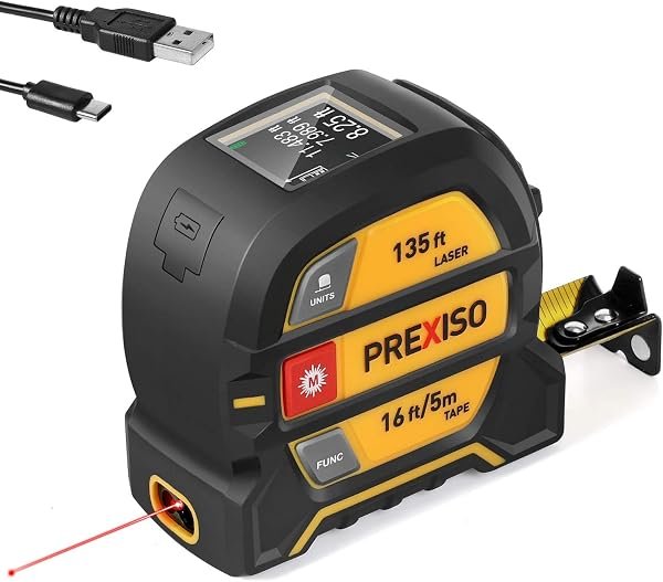 PREXISO 2-in-1 Laser Tape Measure 135Ft Rechargeable Laser Measurement Tool — product view