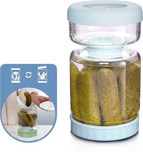 Glass Pickle Jar with Built-In Strainer Lid — product view