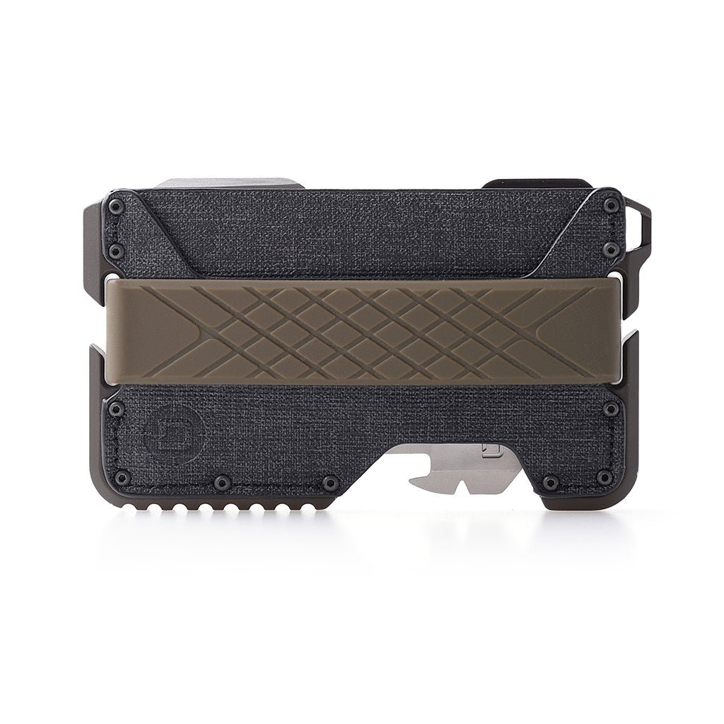 Dango T01 Spec-Ops wallet with black textured DTEX pocket, olive-drab band and metal tool edge