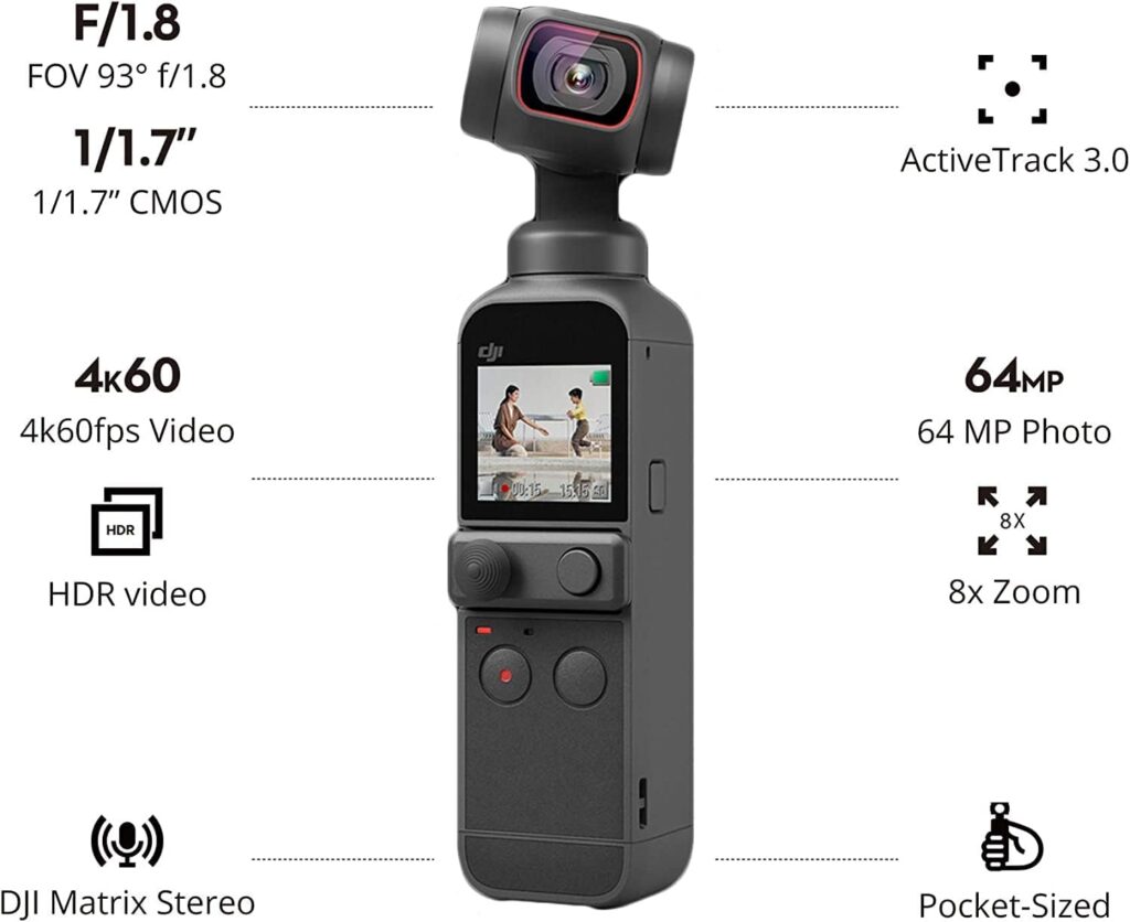 DJI Pocket 2 Exclusive Combo (Sunset White) - Pocket-Sized Vlogging Camera, 3-Axis Motorized Gimbal, 4K Video Recorder, 64MP Photo, ActiveTrack 3.0, YouTube TikTok Video, for Android and iPhone