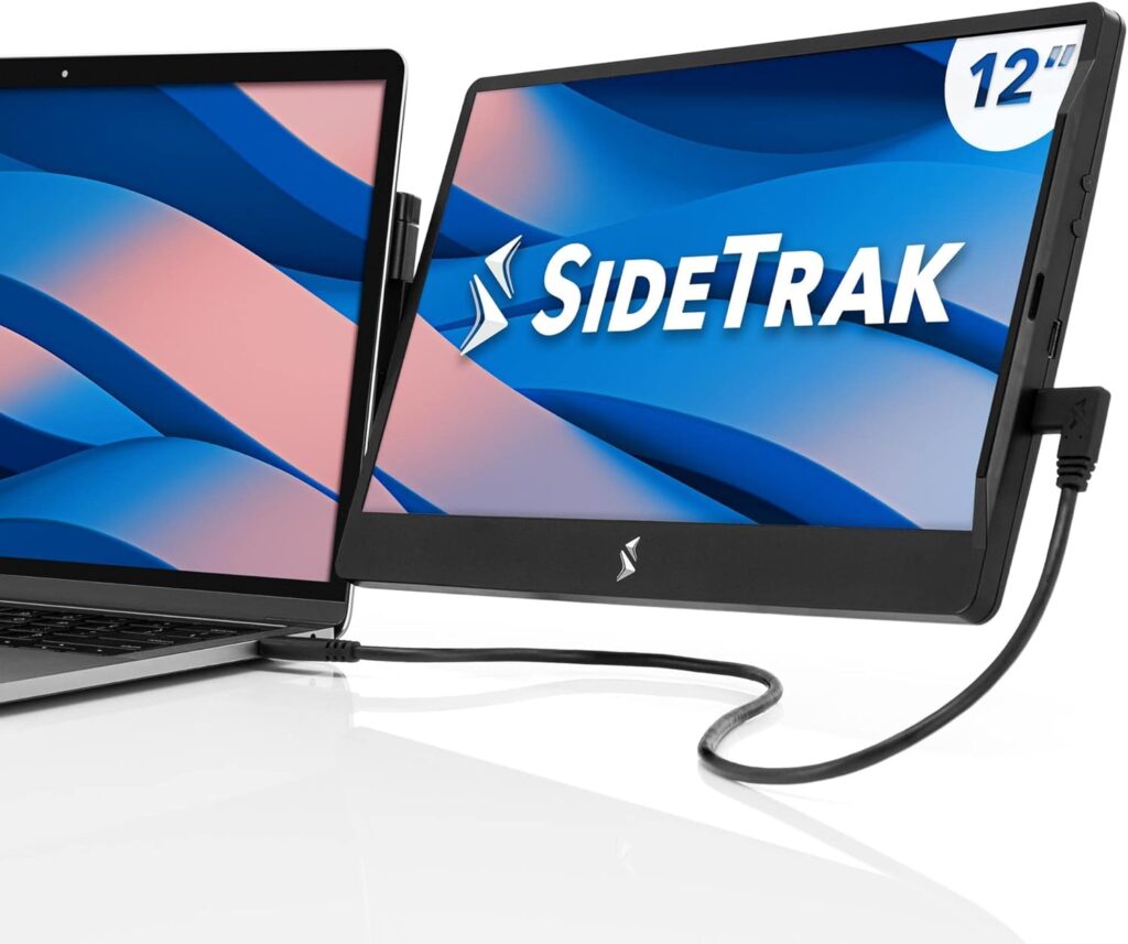SideTrak Swivel 12.5” Patented Attachable Portable Monitor for Laptop | FHD TFT Laptop Dual Screen | Mac, PC  Chrome Compatible | Fits All Laptops | Powered by USB or Mini HDMI (Single Monitor)