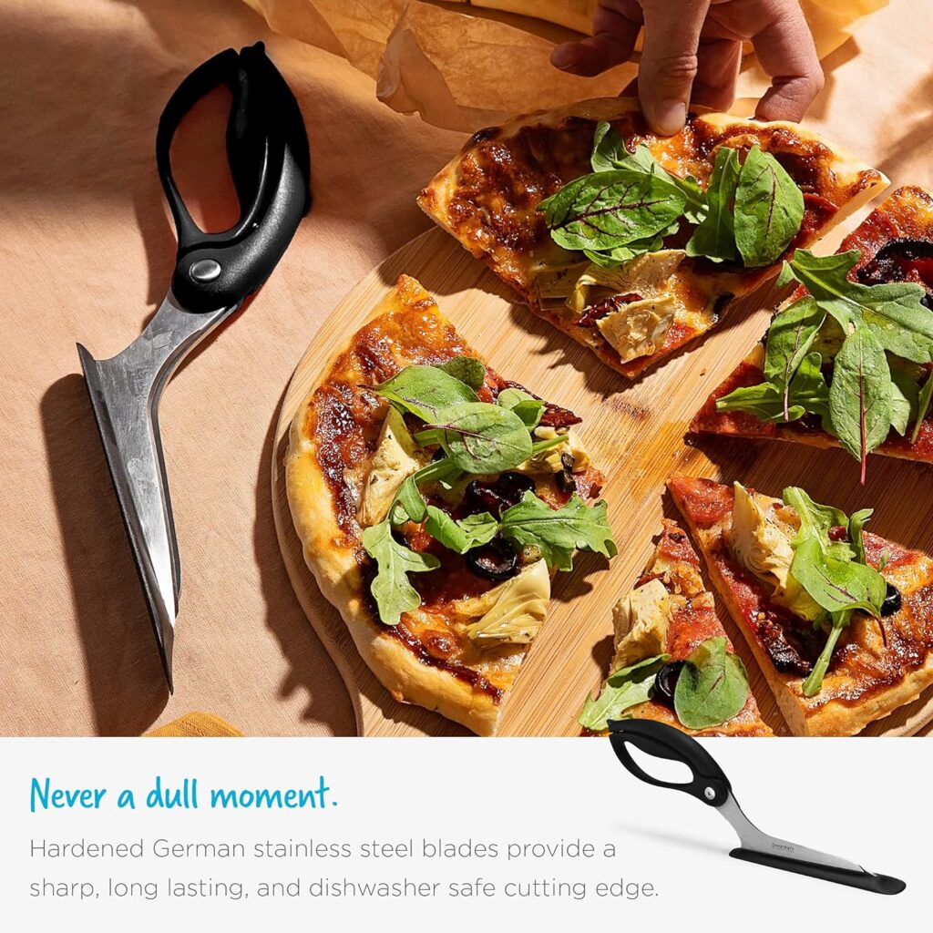 Dreamfarm Scizza | Non-Stick Pizza Scissors with Protective Server | Stainless Steel | All-In-One Pizza Slicer | Easy-To-Use  Easy-To-Clean Pizza Cutters | Red