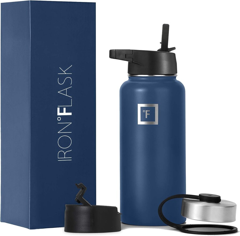 IRON °FLASK Sports Water Bottle - 40oz, 3 Lids (Straw Lid), Leak Proof - Stainless Steel Gym  Sport Bottles for Men, Women  Kids - Double Walled, Insulated Thermos, Metal Canteen