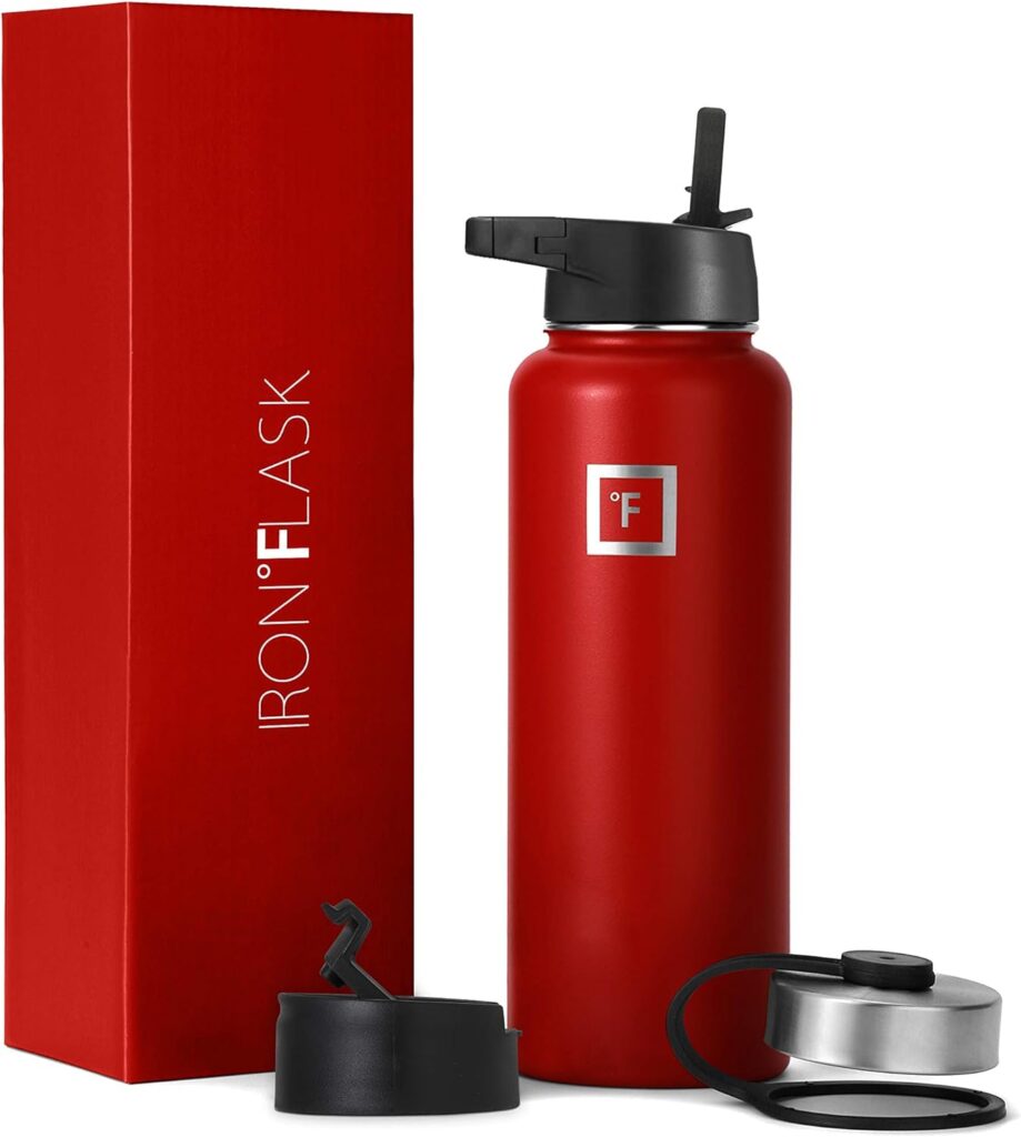 IRON °FLASK Sports Water Bottle - 40oz, 3 Lids (Straw Lid), Leak Proof - Stainless Steel Gym  Sport Bottles for Men, Women  Kids - Double Walled, Insulated Thermos, Metal Canteen