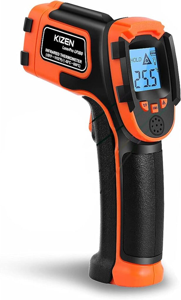 KIZEN Infrared Thermometer Gun (LaserPro LP300) - Handheld Heat Temperature Gun for Cooking, Pizza Oven, Grill  Engine - Laser Surface Temp Reader -58F to 1112F - NOT for Humans, digital