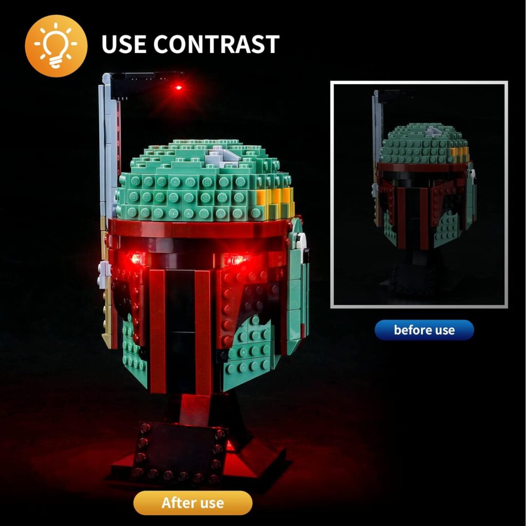 Vaodest LED Light for Lego Boba Fett Helmet 75277 Model,Design and Configuration Compatible with Model 75277 (LED Light Only, Not Building Block Kit)