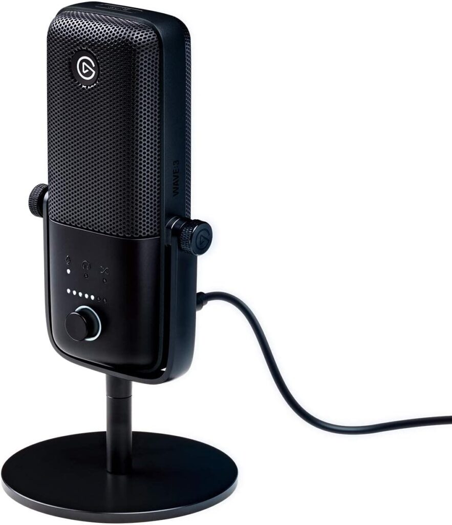 Elgato Wave:3 - Premium Studio Quality USB Condenser Microphone for Streaming, Podcast, Gaming and Home Office, Free Mixer Software, Sound Effect Plugins, Anti-Distortion, Plug ’n Play, for Mac, PC