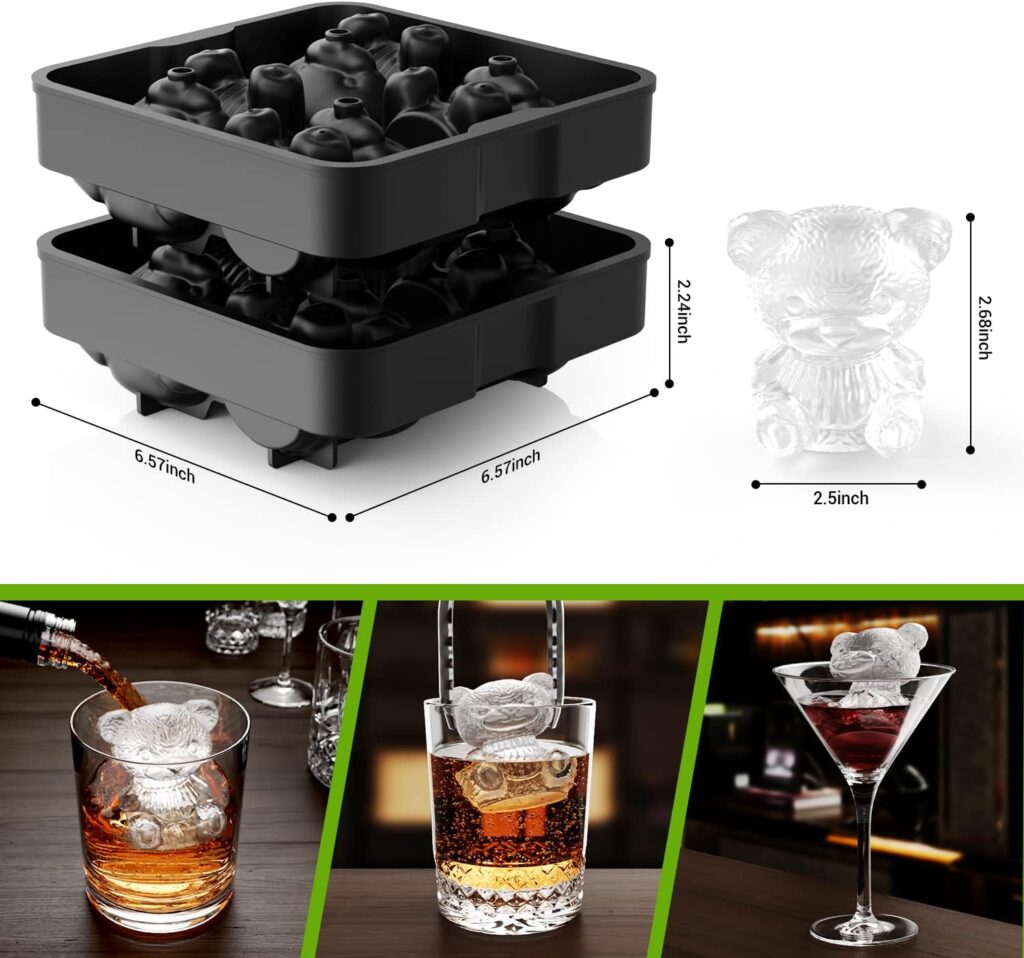 Ice Cube Tray, ROTTAY Rose Ice Cube Maker, Makes Four 2.5inch Rose Shaped Ice Cubes, Easy Release Ice Ball Maker, Novelty Drink Tray For Chilled Drinks, Whiskey  Cocktails, Homemade