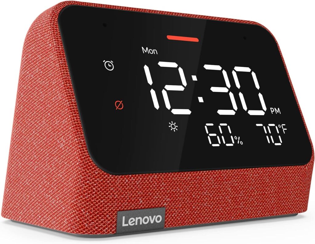 Lenovo ZAA30006US CD-4N342Y Smart Clock Essential with Alexa Built in Clay, 1, Red
