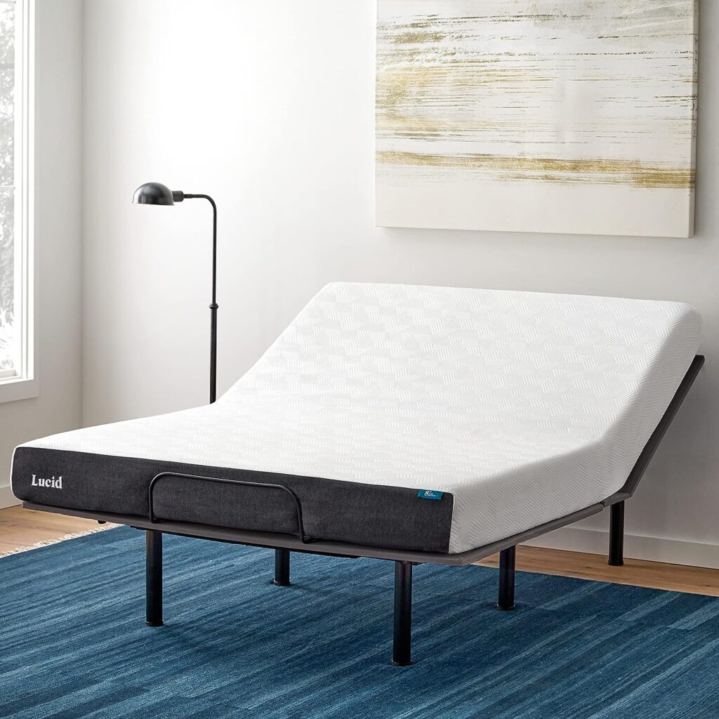 Lucid L150 Adjustable Base – Bed Frame with Head and Foot Incline – Wireless Remote Control – Premium Quiet Motor, Queen size