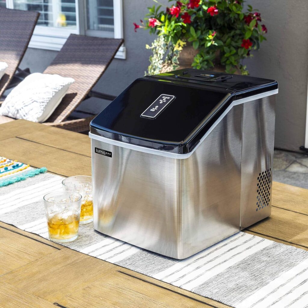 Luma Comfort Clear Ice Cube Maker Machine | First Cubes In 15 Minutes, 28 lbs. of Ice in 24 Hours | Countertop Portable Design in Stainless Steel - IM200SS : Appliances