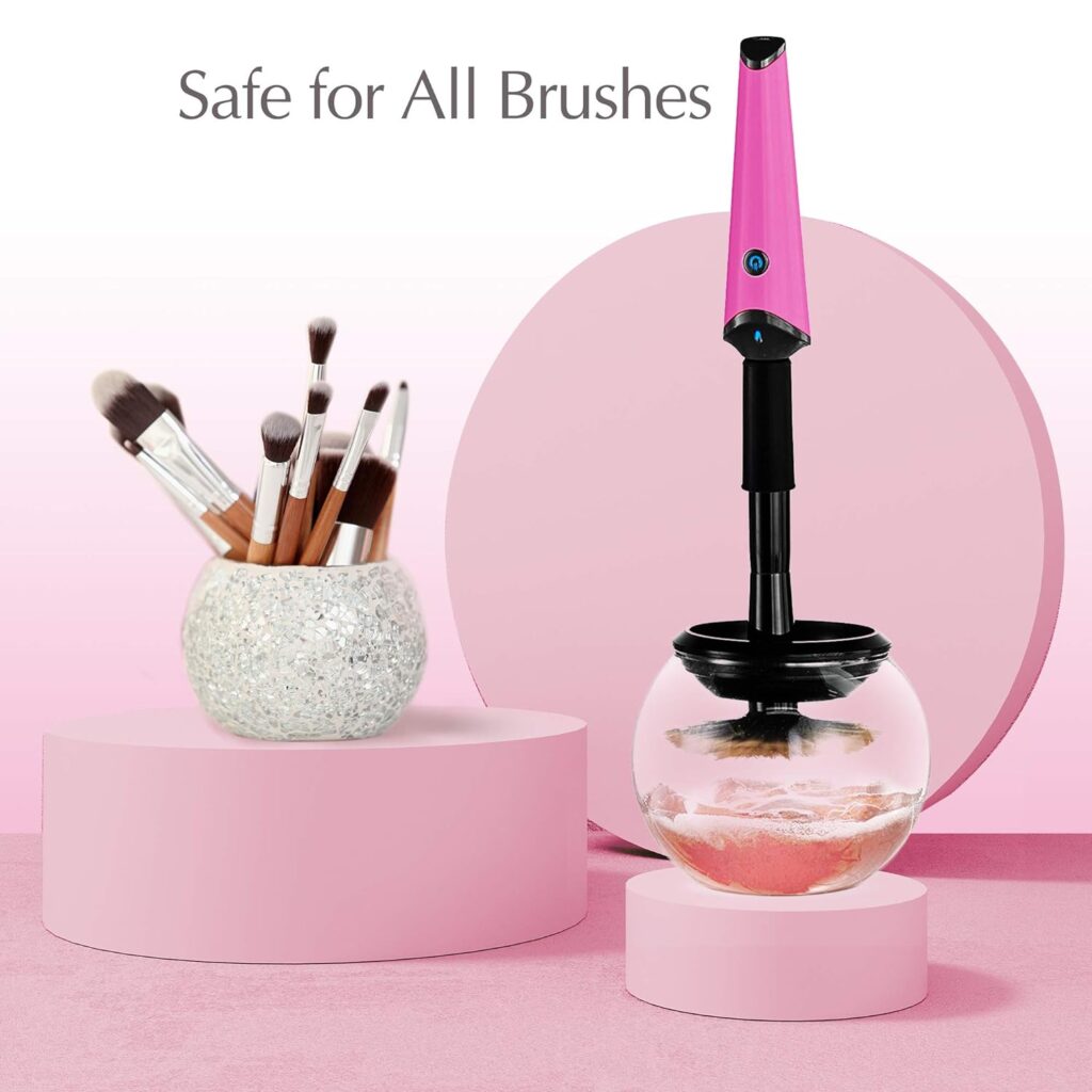 Luxe Electric Makeup Brush Cleaner with Makeup Brush Cleaner Solution, USB Charging Station, 3 Adjustable Speeds, Make Up Brush Cleaner to Wash and Dry Your Makeup Brushes, Make Up Brush Clean Machine