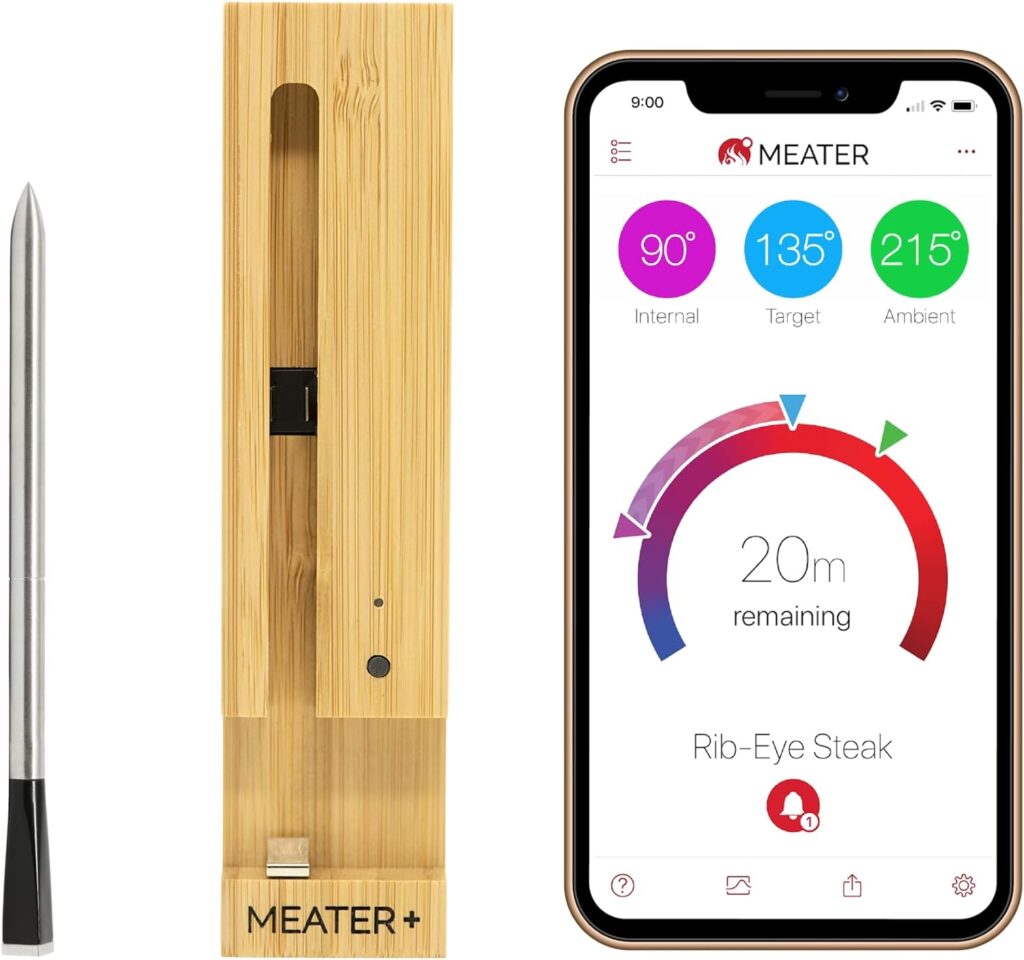 MEATER Plus: Premium Wireless Smart Meat Thermometer with Bluetooth Repeater | for BBQ, Oven, Grill, Kitchen, Smoker, Rotisserie | iOS  Android App | Apple Watch, Alexa Compatible | Dishwasher Safe: Home  Kitchen