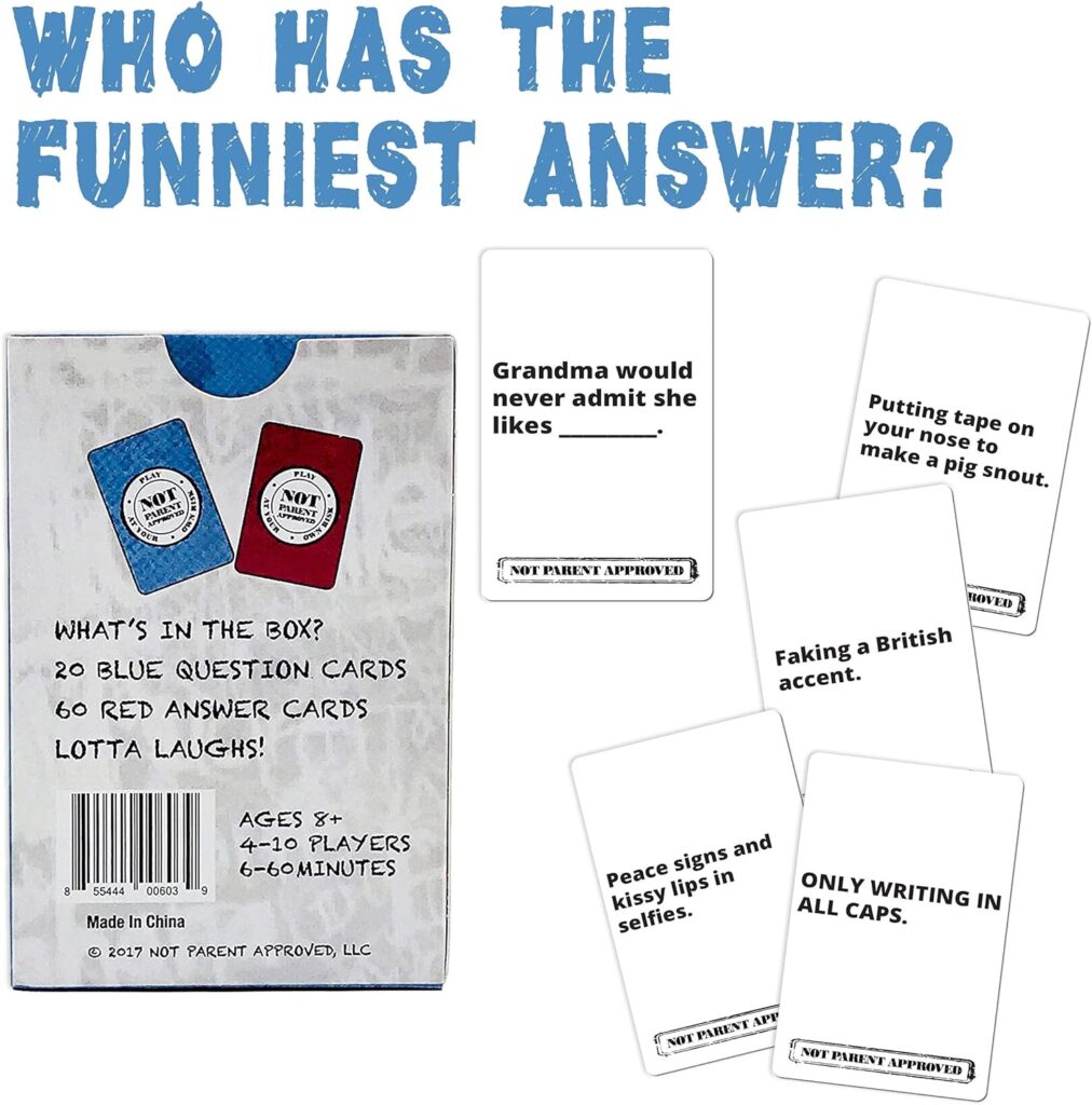 Not Parent Approved - The Hilarious Family Game Night Card Game for Kids, Teens  Tweens, The Perfect Funny Christmas  Birthday Gift for Boys  Girls, Best Fun Family Games for Kids and Adults